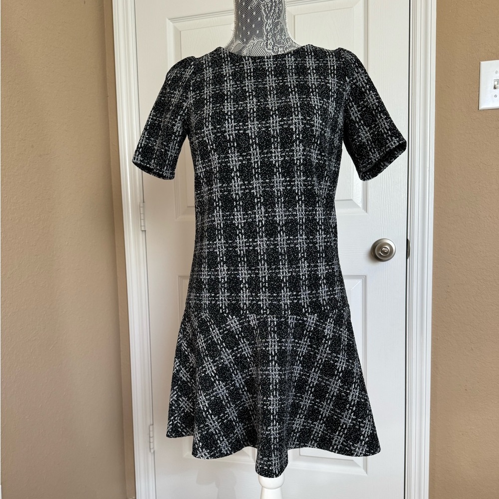 LOFT Black and White Drop Waist Dress